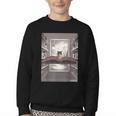 Totally Weird Tees Cat Library Book Reading Literary Youth Crewneck Sweatshirt