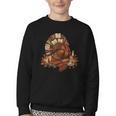 Turkey Reading Books Fall Season Thanksgiving Teacher Book Youth Crewneck Sweatshirt Turkey Reading Books Fall Season Thanksgiving Teacher Book Youth Crewneck Sweatshirt