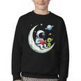 UFO Alien Astronaut Reading Book In Space Youth Crewneck Sweatshirt
