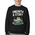 Unearth a Story Frog Reading a Book Summer 2026 Youth Crewneck Sweatshirt