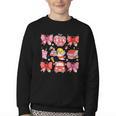 Valentine Cupid Coquette Pink Bow Apple Books Teacher Youth Crewneck Sweatshirt