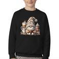 Vintage Cute Gnome Reading Book Coffee Latte Men Women Kids Youth Crewneck Sweatshirt