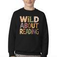 Wild About Reading Book Animal Children's Book Lover Teacher Youth Crewneck Sweatshirt