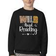 Wild About Reading Book Lover Bookworm Library Day Youth Crewneck Sweatshirt