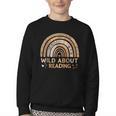 Wild About Reading Books Reader Lover Bookworm Librarian Youth Crewneck Sweatshirt