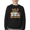 Wild About Reading Cute Animal Book Lover Kids Youth Crewneck Sweatshirt