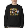 Wild About Reading Kid Love Wild Animal Books Back To School Youth Crewneck Sweatshirt
