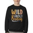 Wild About Reading Lover Bookworm Library Teacher Zoo Animal Youth Crewneck Sweatshirt