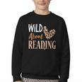 Wild About Reading Teacher Books Reader Lovers Leopard Zebra Youth Crewneck Sweatshirt