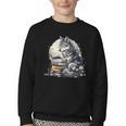 Wolf Reading Book Librarian Library Wolves Youth Crewneck Sweatshirt