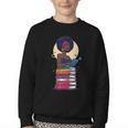 Woman And Books Stack Afro Girl Reading Lover Youth Crewneck Sweatshirt Woman And Books Stack Afro Girl Reading Lover Youth Crewneck Sweatshirt