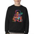 Woman Reading Book Lover Geometric Girl Afro History Youth Crewneck Sweatshirt
