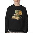 Women's Dragon Bookworm Reading Book Graphic Youth Crewneck Sweatshirt Women's Dragon Bookworm Reading Book Graphic Youth Crewneck Sweatshirt