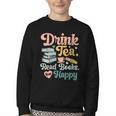 Women's Drink Tea Read Books Nerd Book Reader Book Reading Lover Youth Crewneck Sweatshirt