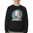 Women's Readsolotl Kawaii Axolotl Reading Book Lover Youth Crewneck Sweatshirt