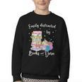 Yarn Quote Easily Distracted By Books And Yarn Reader Youth Crewneck Sweatshirt