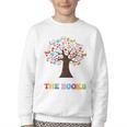 100 Days In The Books Reading Teacher 100th Day Of School Premium Tri-Blend Youth Crewneck Sweatshirt
