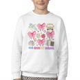 100 Days Of School Coquette Bow School Bus Pencil Books Youth Crewneck Sweatshirt 100 Days Of School Coquette Bow School Bus Pencil Books Youth Crewneck Sweatshirt