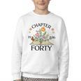 1986 Chapter Forty 40th Birthday Wildflower Book Youth Crewneck Sweatshirt 1986 Chapter Forty 40th Birthday Wildflower Book Youth Crewneck Sweatshirt