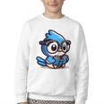 Adorable Book Lover Blue Jay With Reading Glasses Cute Raglan Baseball Tee Youth Crewneck Sweatshirt