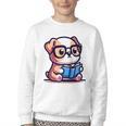 Adorable Book Lover Bulldog With Reading Glasses Cute Raglan Baseball Tee Youth Crewneck Sweatshirt Adorable Book Lover Bulldog With Reading Glasses Cute Raglan Baseball Tee Youth Crewneck Sweatshirt