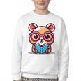 Adorable Book Lover Quokka With Reading Glasses Cute Youth Crewneck Sweatshirt