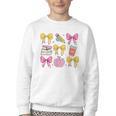 Apple Coquette Bow Books First Day Of School Back To School Youth Crewneck Sweatshirt