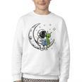 Astronaut Reading Book To Alien Moon Space Astronomy Youth Crewneck Sweatshirt