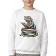 Bearded Dragon Reading Books Matching Bookworm Librarian Youth Crewneck Sweatshirt