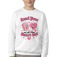 Book Lover Read Your Heart Out Teacher Kids Valentines Youth Crewneck Sweatshirt