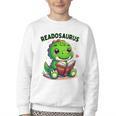 Book Lover Reading Dinosaur Readosaurus Library Youth Crewneck Sweatshirt