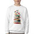 Book Stack With Flowers Reading Lover Bookish Youth Crewneck Sweatshirt