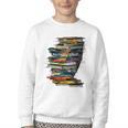 Book Women Graphic Art Colorful Eyes Youth Crewneck Sweatshirt Book Women Graphic Art Colorful Eyes Youth Crewneck Sweatshirt