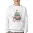 All Booked For Christmas Book Christmas Tree Lights Bookish Youth Crewneck Sweatshirt