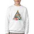All Booked For Christmas Book Christmas Tree Lights Xmas Youth Crewneck Sweatshirt