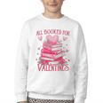 All Booked For Valentine Books Lover Teacher Floral Youth Crewneck Sweatshirt