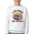 I Like Books More Than People Glasses Youth Crewneck Sweatshirt