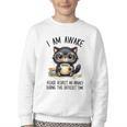 Cat Glasses Coffe Books I Am Awake Please Respect My Privacy Youth Crewneck Sweatshirt