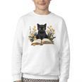 Cat Shirts For Women Book Lover Shirt Cute Cat And Book Premium Tri-Blend Youth Crewneck Sweatshirt