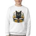 Cat For Women Book Lover Cute Cat And Book Youth Crewneck Sweatshirt