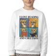 Cheetah Love Reading And Cheetahs Kids Bookworm Youth Crewneck Sweatshirt