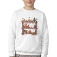 Christmas Cats Bookshelf Gingerbread Youth Crewneck Sweatshirt
