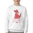Clifford The Big Red Dog Pink Text With Bow Illustrated Book Youth Crewneck Sweatshirt Clifford The Big Red Dog Pink Text With Bow Illustrated Book Youth Crewneck Sweatshirt