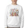 I Closed My Book To Be Here Floral Bookworm Reading Youth Crewneck Sweatshirt