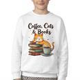 Coffee Cats And Books Lover For Women & Girls Coffee Youth Crewneck Sweatshirt Coffee Cats And Books Lover For Women & Girls Coffee Youth Crewneck Sweatshirt