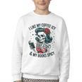 I Like My Coffee ICY & My Books Spicy For Book Lovers Youth Crewneck Sweatshirt I Like My Coffee ICY & My Books Spicy For Book Lovers Youth Crewneck Sweatshirt