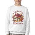 Cozy Readers Book Society Fall Autumn Floral Pumpkin Season Youth Crewneck Sweatshirt