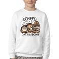 Cute Coffee Cats Books Lover Idea Women Men Kids Youth Crewneck Sweatshirt