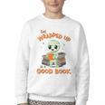 Cute Halloween Teacher Librarian Mummy Reading Books Youth Crewneck Sweatshirt