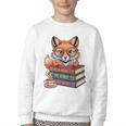 Cute Nerdy Fox Read Books Be Kind Stay Weird Book Club Premium Tri-Blend Youth Crewneck Sweatshirt